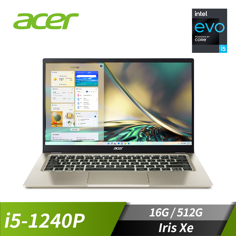 宏碁 ACER Swift 3 筆記型電腦 14"(i5-1240P/16GB/512GB/Iris Xe/W11/EVO認證)金