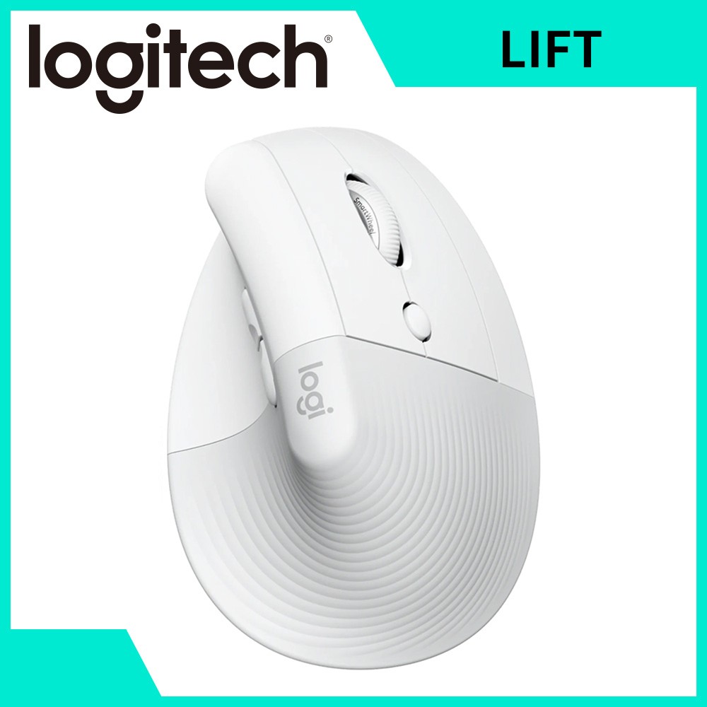 羅技 Logitech LIFT 人體工學垂直無線滑鼠-珍珠白