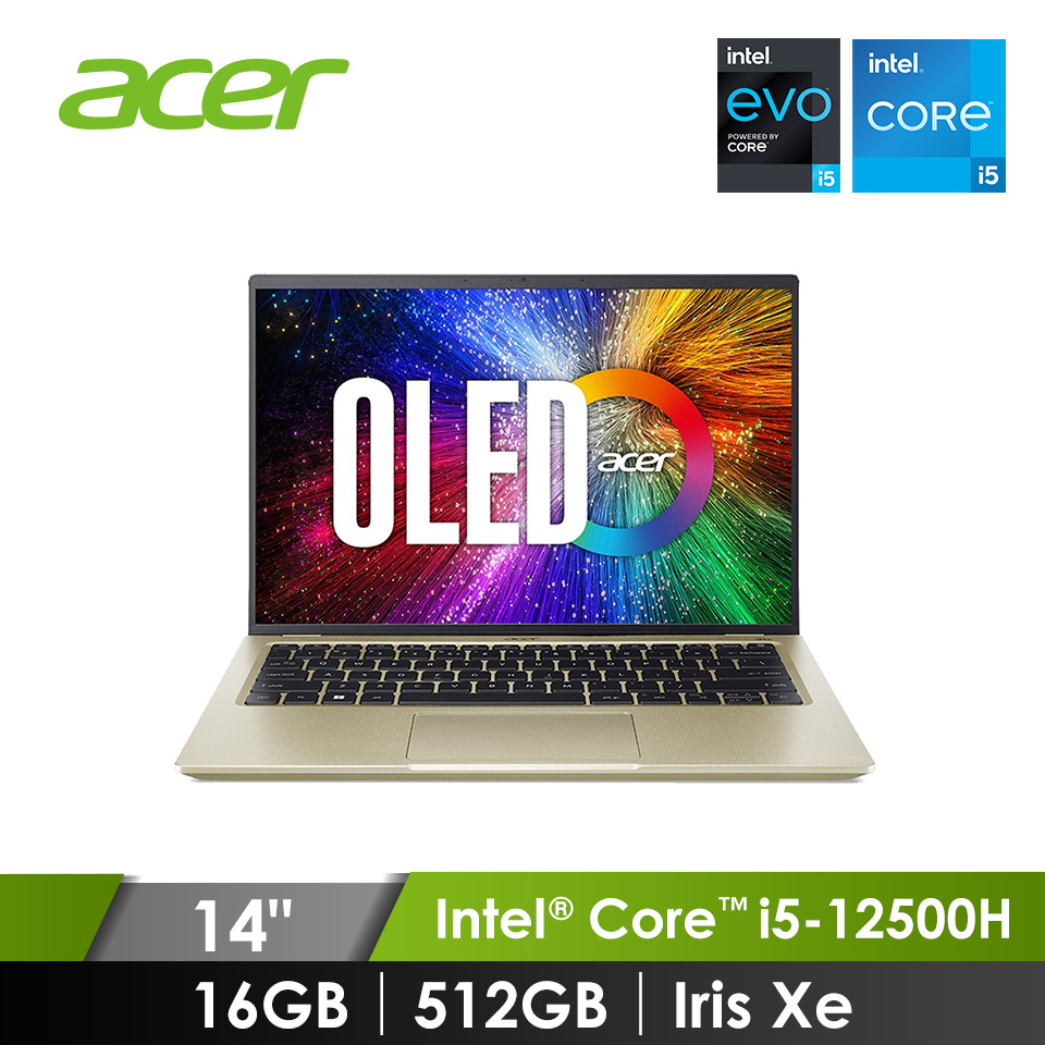 (福利品)宏碁 ACER Swift 3 OLED 筆記型電腦 14&#034; (i5-12500H&#47;16GB&#47;512GB&#47;Iris Xe&#47;W11&#47;EVO認證)金