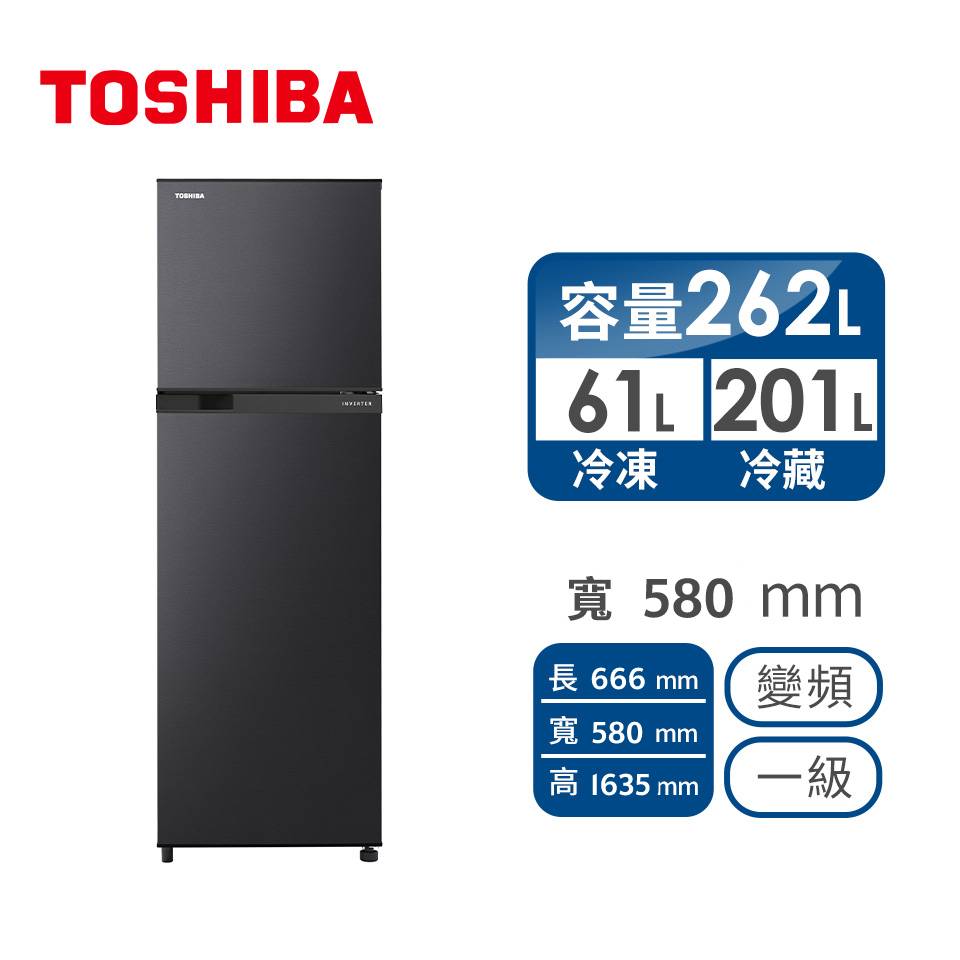 TOSHIBA 262公升雙門變頻冰箱