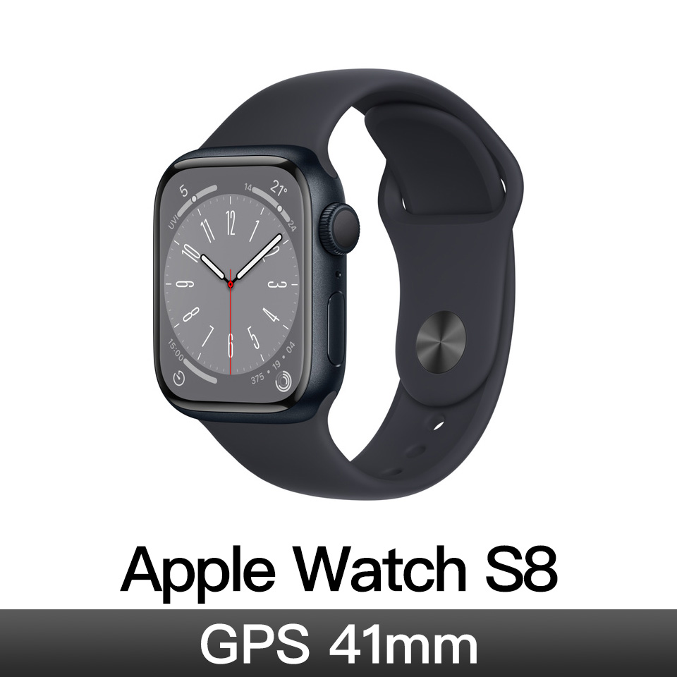 Apple Watch S8 GPS 41mm&#47;午夜鋁&#47;午夜運動錶帶