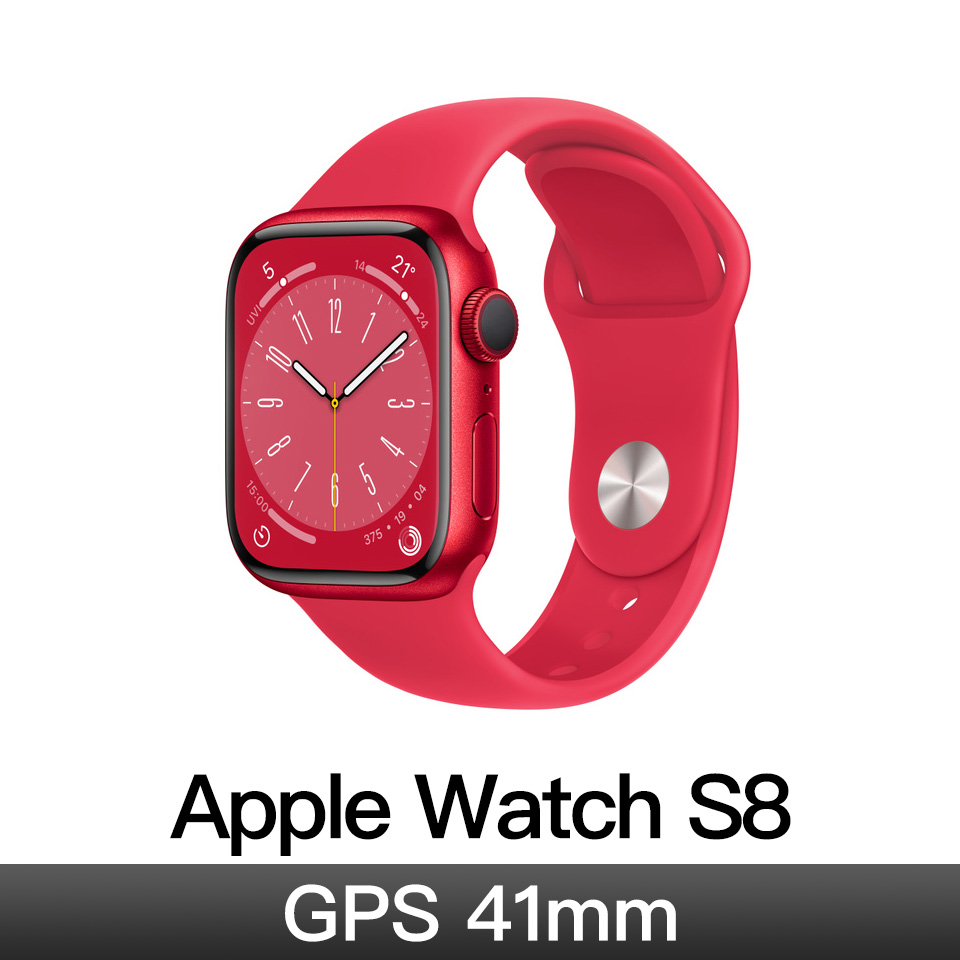 Apple Watch S8 GPS 41mm/紅鋁/紅色(PRODUCT)運動錶帶