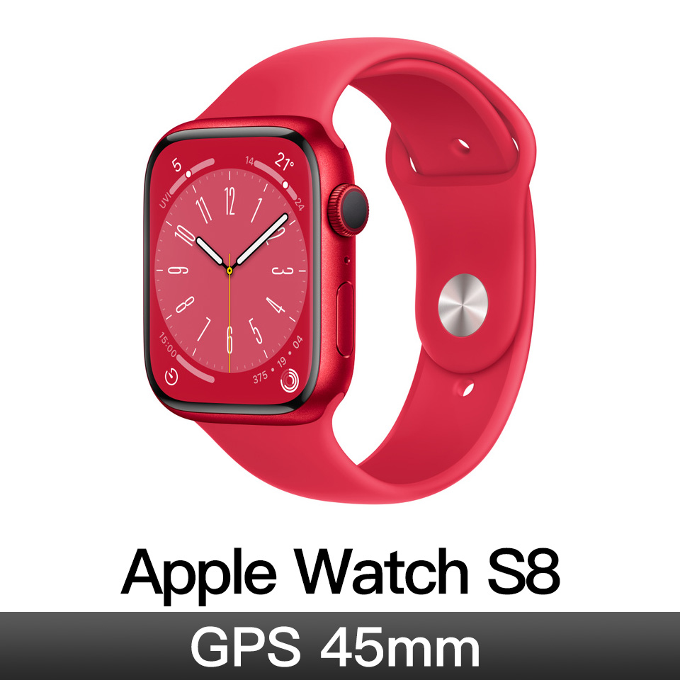 Apple Watch S8 GPS 45mm/紅鋁/紅色(PRODUCT)運動錶帶