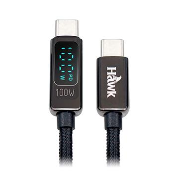 Hawk Type-C toC 100W 功率顯示快充線