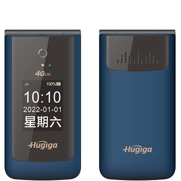 Hugiga V8 4G LTE經典美型孝親翻蓋機-藍
