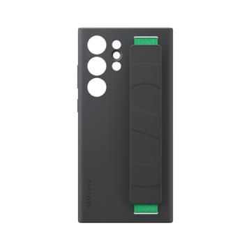 SAMSUNG S23Ultra矽膠薄型保護殼附指環帶黑