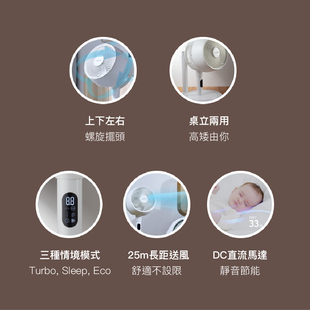 acerpure cozy 立體螺旋DC循環風扇 - 日光白 - 細節圖 3