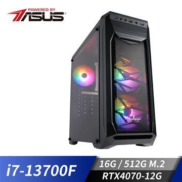 華碩平台[神鷹鬥師]i7十六核獨顯SSD電腦(i7-13700F/16G/RTX 4070/512G_M2)