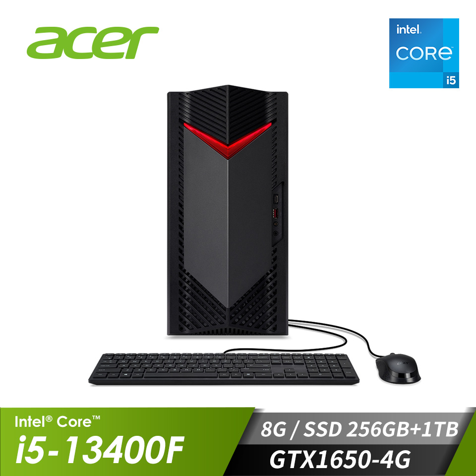 宏碁 ACER 桌上型桌機 (Intel Core i5-13400F&#47;8GB&#47;256GB PCIe +1TB&#47;GTX1650-4G&#47;W11)