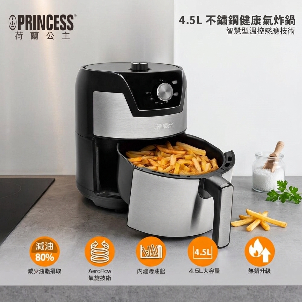 PRINCESS 4.5L不鏽鋼健康氣炸鍋
