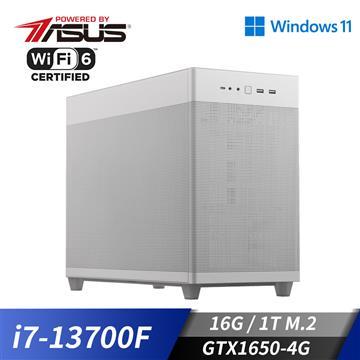 華碩平台[曜日鬥士]i7十六核Win11獨顯電腦(i7-13700F/16G/GTX 1650/1TB_M2)