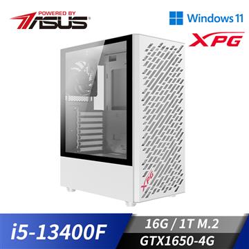 華碩平台[炫白鬥士]i5十核Win11獨顯SSD電腦(i5-13400F/16G/GTX 1650/1TB_M2)