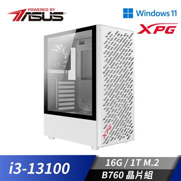 華碩平台[炫白鬥者]i3四核Win11效能電腦(i3-13100/16G/1TB_M2)
