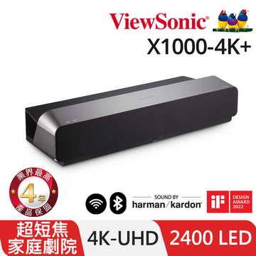 ViewSonic X1000-4K+超短焦 LED智慧型投影機