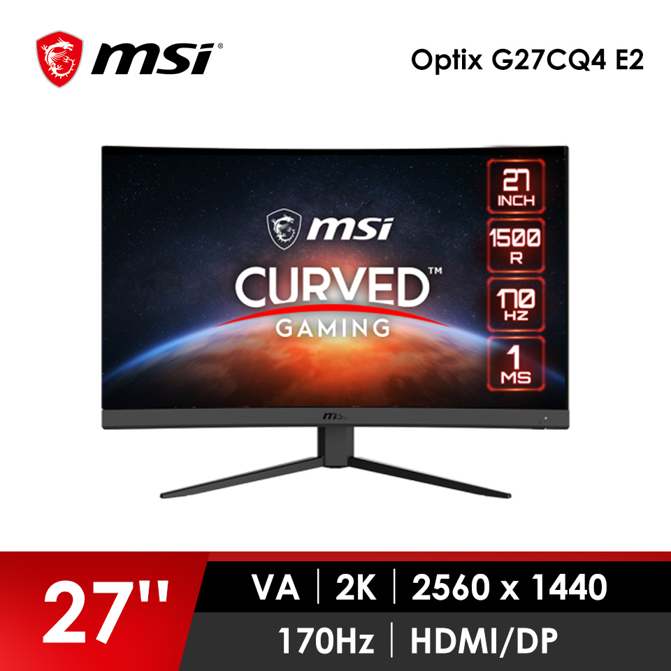 微星 MSI 27型2K高刷新曲面電競螢幕