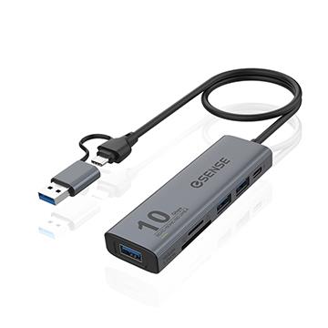Esense C602 USB3.2 HUB+ SD&#47;TF4.0讀卡器