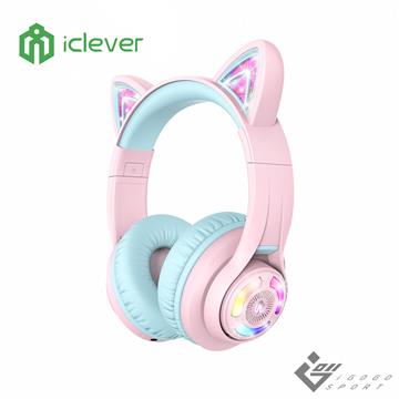 iClever BTH13 炫光無線兒童耳機 粉紅