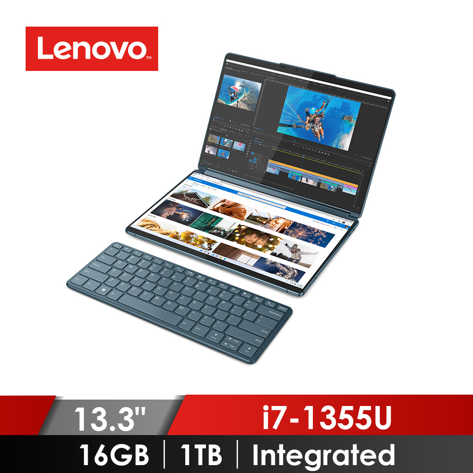 聯想 Lenovo Yoga Book 9i 雙螢幕OLED 觸控筆電 13.3" (i7-1355U/16GB/1TB/Integrated/W11Pro/EVO認證)