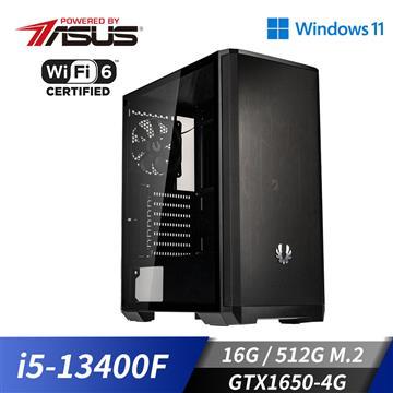 華碩平台[鳳凰嘯天]i5十核Win11獨顯電腦(i5-13400F/16G/GTX 1650/512G_M2)