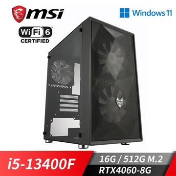 微星平台[星海波動]i5十核Win11獨顯SSD電腦(i5-13400F/16G/RTX 4060/512G_M2)