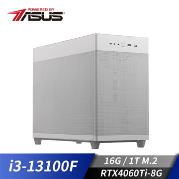 華碩平台[狂武鬥者]i3四核獨顯SSD電腦(i3-13100F/16G/RTX 4060 Ti/1TB_M2)