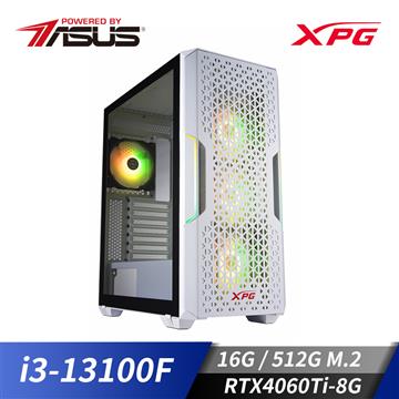 華碩平台[威猛鬥靈]i3四核獨顯SSD電腦(i3-13100F/16G/RTX 4060 Ti/512G_M2)