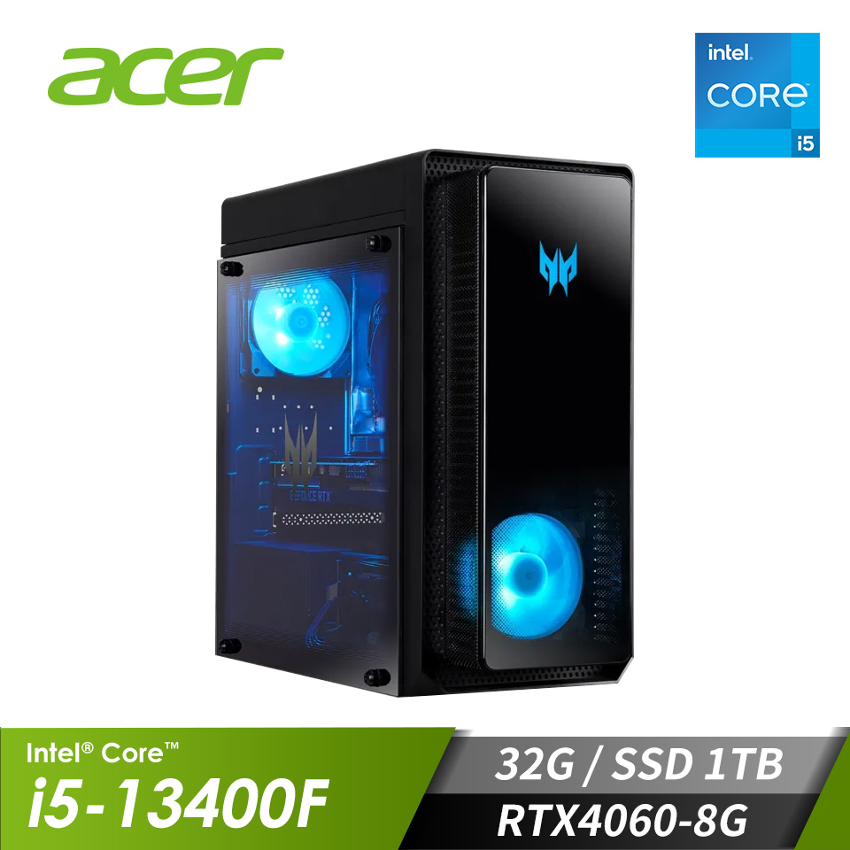 宏碁 ACER 桌上型桌機 (i5-13400F/16GB*2/1TB/RTX4060-8G/W11)