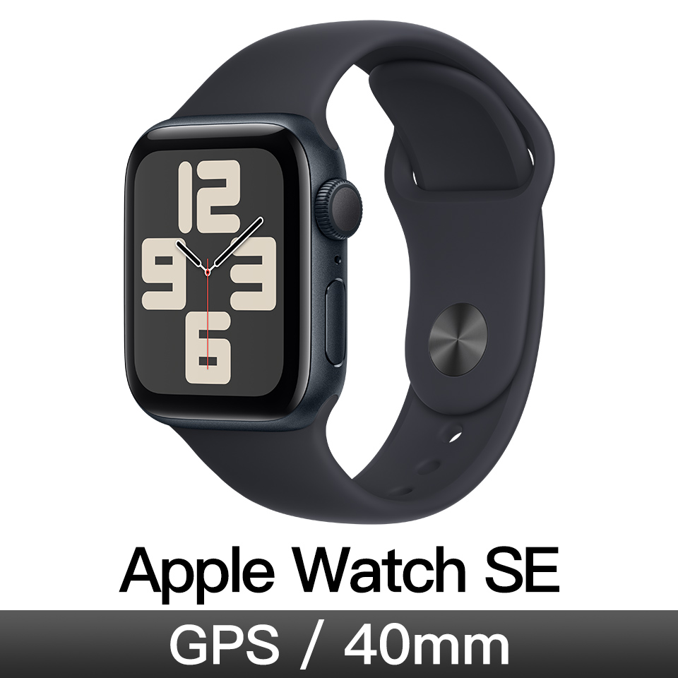 Apple Watch SE GPS 40mm 午夜鋁&#47;午夜運動錶帶-S&#47;M
