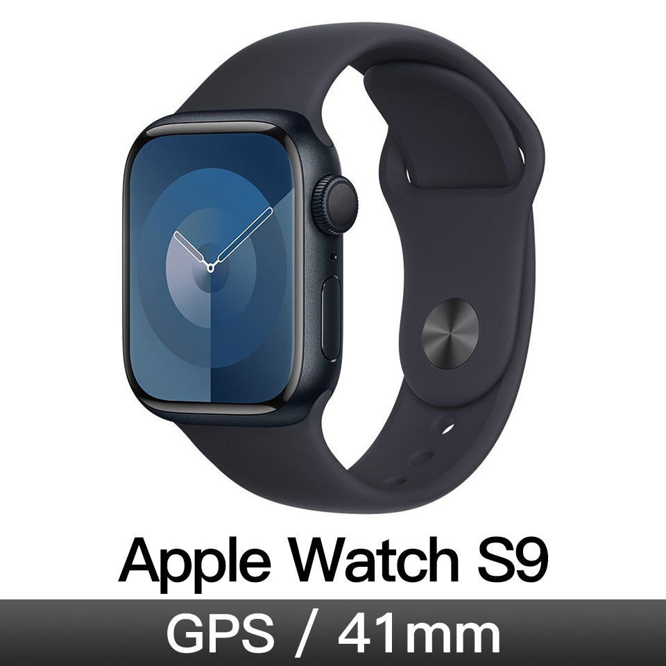 Apple Watch S9 GPS 41mm 午夜鋁/午夜運動錶帶-S/M