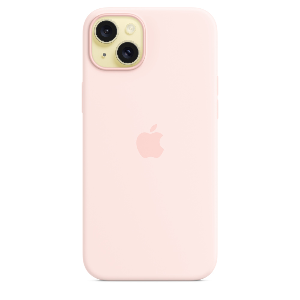 iPhone 15 Plus MagSafe 矽膠保護殼-淡粉色