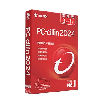 PC-cillin 2024 雲端版 一年三台標準盒裝 + Microsoft Office Home 2021 家用版盒裝