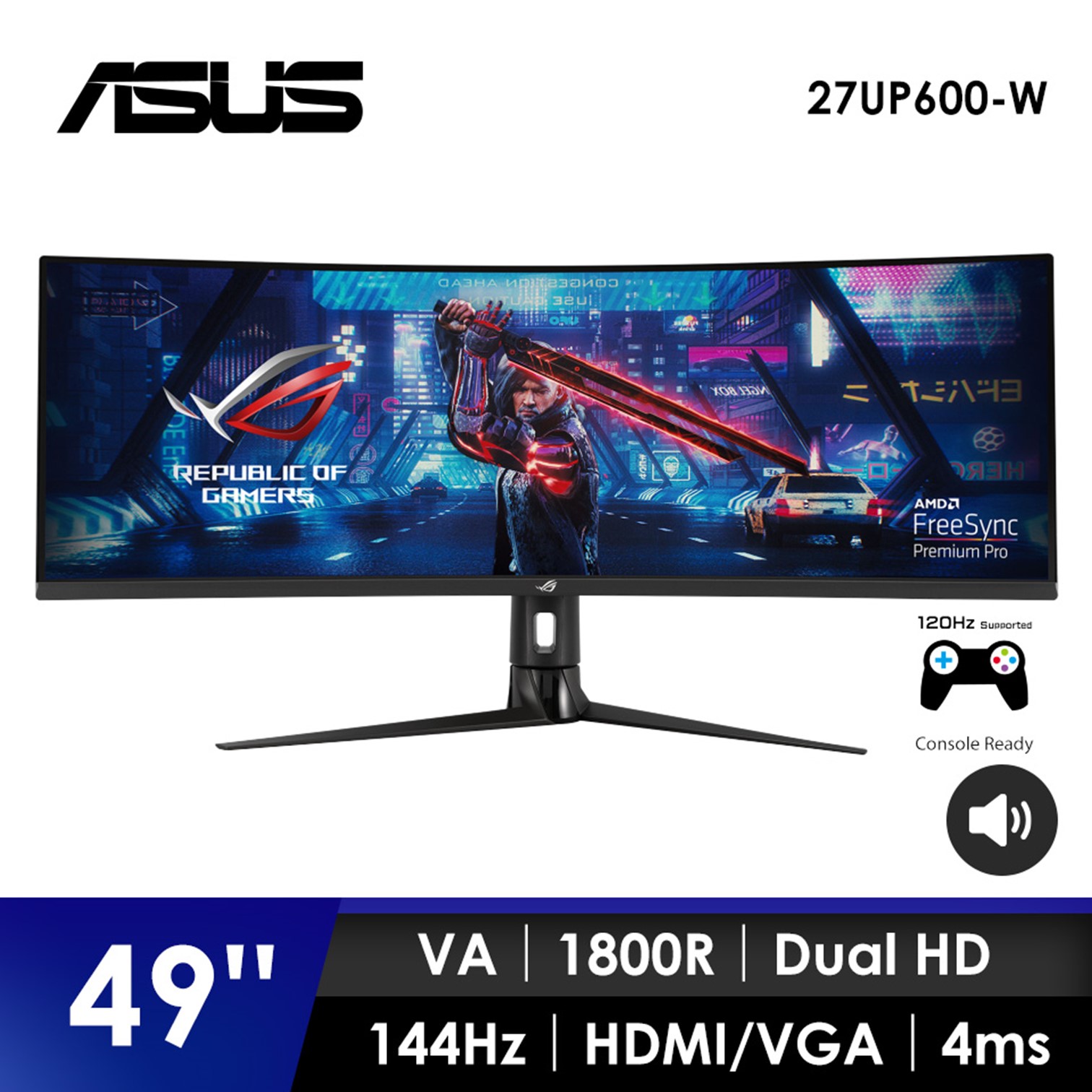 ASUS 49型 曲面 HDR 電競螢幕