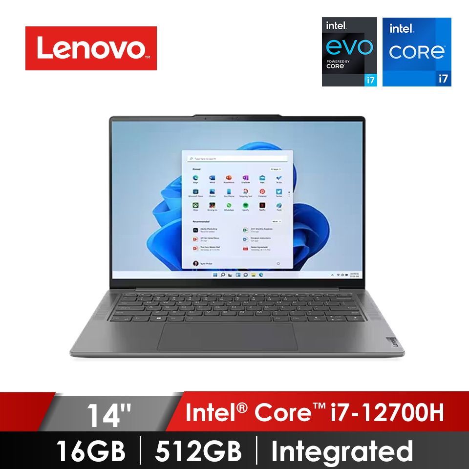 領券再折 | 聯想 Lenovo Yoga Slim 7i Pro 筆記型電腦 14" (i7-12700H/16GB/512GB/Integrated/W11/EVO認證)