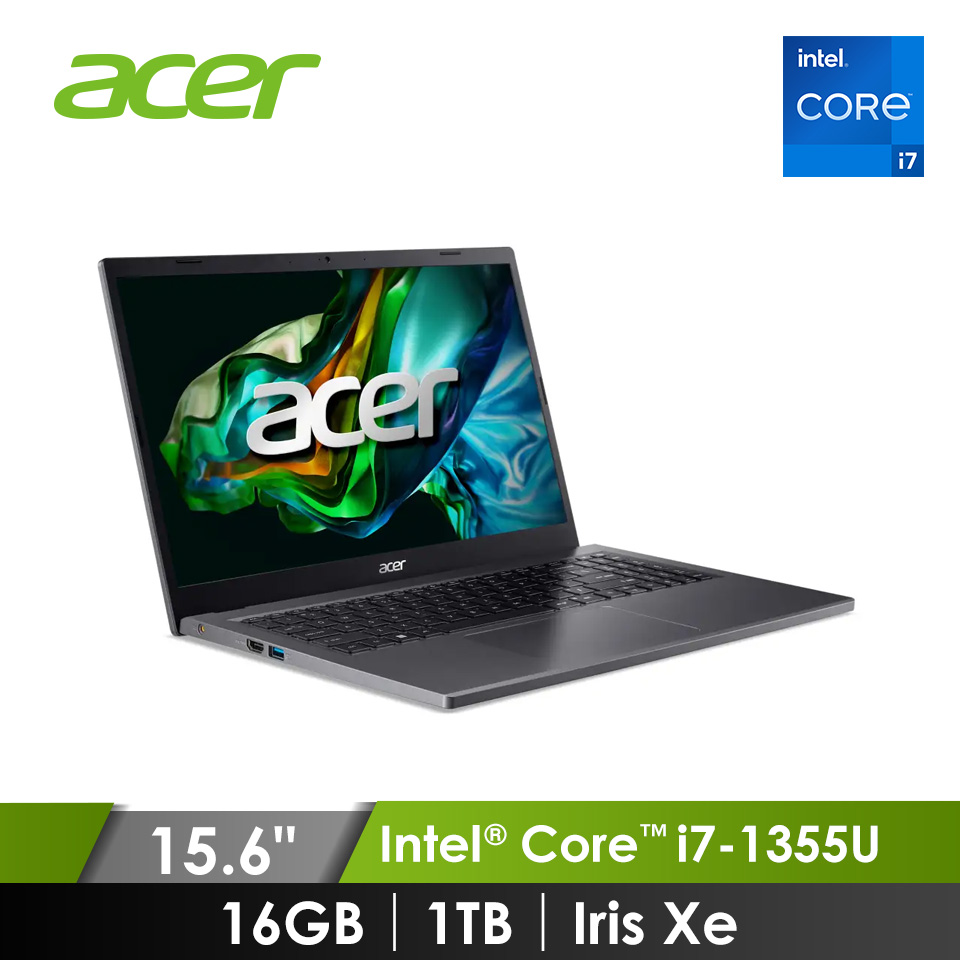 宏碁 ACER Aspire 5 筆記型電腦 15.6&#034; (i7-1355U&#47;16GB&#47;1TB&#47;Iris Xe&#47;W11) 灰