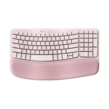 羅技 Logitech Wave Keys人體工學鍵盤-玫瑰粉