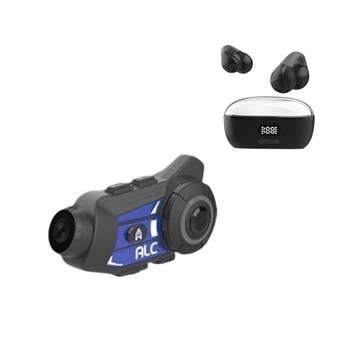 【組合優惠】ALC A1機車藍芽對講行車記錄器 + A-MORE 耳夾式藍牙耳機-黑