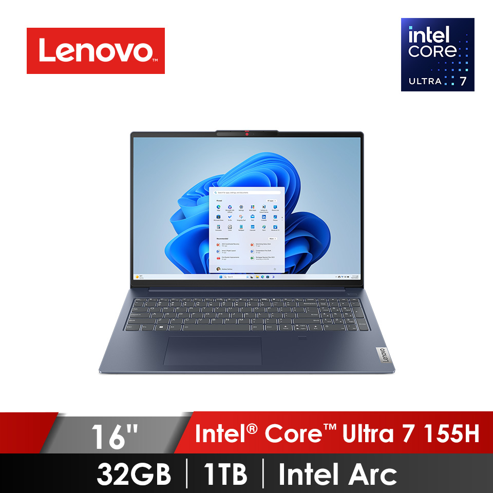 聯想 Lenovo IdeaPad Slim 5 OLED 筆記型電腦 16" (Intel Core Ultra 7 155H/32GB/1TB/Intel Arc/W11) 藍