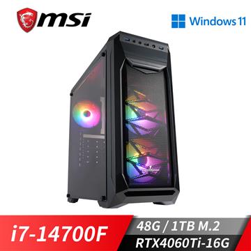 微星平台[雷鋒武士]i7獨顯Win11電腦(	i7-14700F/48G/RTX 4060 Ti/1TB_M2)
