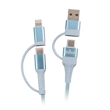 Hawk 四合一充電傳輸線2M-藍
