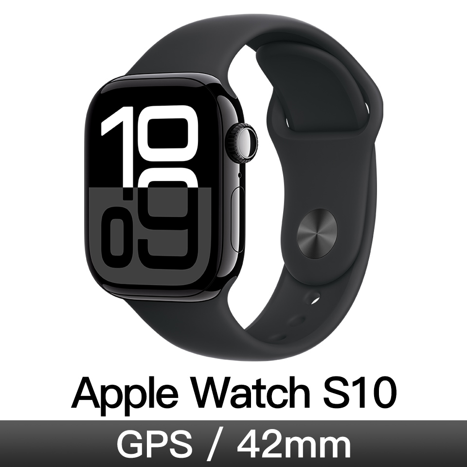 Apple Watch S10 GPS 42mm 曜石黑鋁&#47;黑運動錶帶-S&#47;M