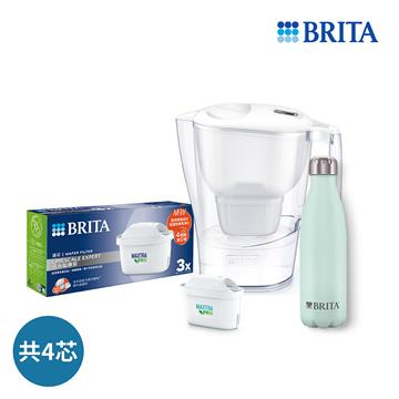 BRITA 愛奴娜(白)XL+去水垢3入+保溫瓶(綠)