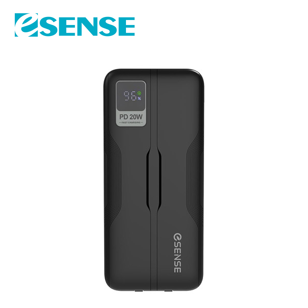 Esense免帶線PD快充行動電源10000mAh-黑