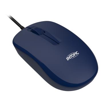 INTOPIC 光學有線靜音滑鼠-藍