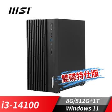 微星MSI PRO DP180 桌機-雙碟特仕版 (i3-14100/8G/512G+1T/Win11)