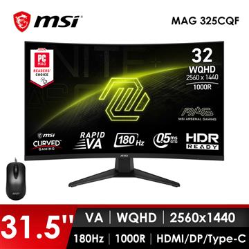 微星MSI 32型 2K 曲面電競螢幕-加滑鼠 (31.5&#034;&#47;2560x1440&#47;180Hz&#47;0.5ms&#47;VA)