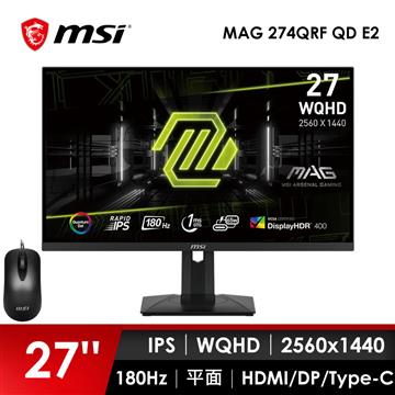 微星MSI 27型 WQHD 平面電競螢幕-加滑鼠 (27&#034;&#47;2560x1440&#47;180Hz&#47;1ms&#47;IPS)