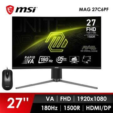 微星MSI 27型 FHD 曲面電競螢幕-加滑鼠 (27&#034;&#47;1920x1080&#47;180Hz&#47;0.5ms&#47;VA&#47;曲面)