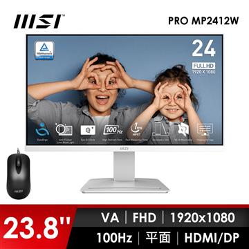 微星MSI 24型 FHD 平面螢幕-加滑鼠 (23.8&#034;&#47;1920x1080&#47;100Hz&#47;4ms&#47;VA&#47;白)