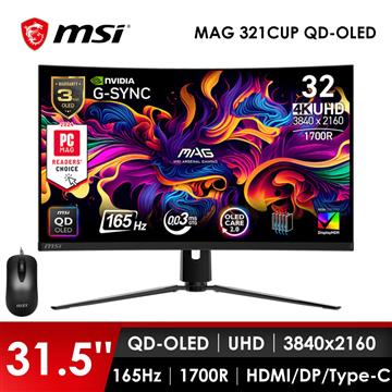 微星MSI 32型 UHD 曲面電競螢幕-加滑鼠 (31.5&#034;&#47;3840x2160&#47;165Hz&#47;QD-OLED&#47;曲面)