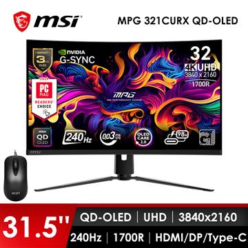 微星MSI 32型 UHD 曲面電競螢幕-加滑鼠 (31.5&#034;&#47;3840x2160&#47;240Hz&#47;QD-OLED&#47;曲面)